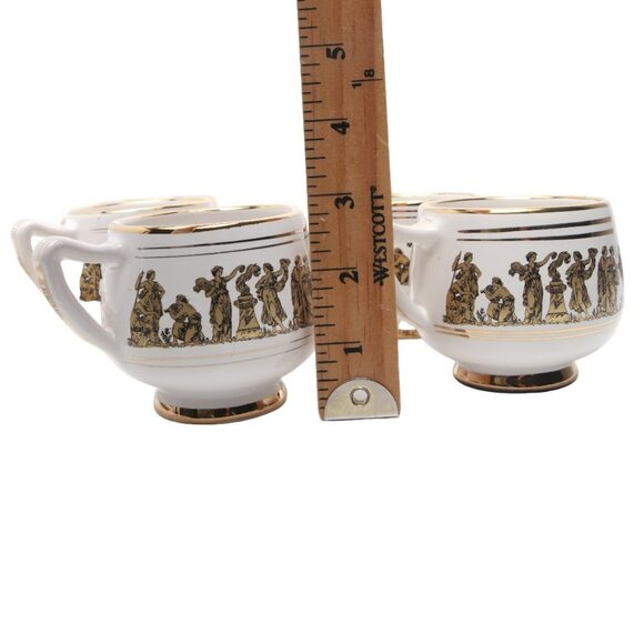 Vintage Arguros 24K Gold Greek Ceramic Cup & Saucer Set Handmade Greece White - Picture 9 of 15